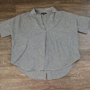 Madewell Courier Button-Back Gingham Shirt M Dark Academia Modern Preppy Picnic